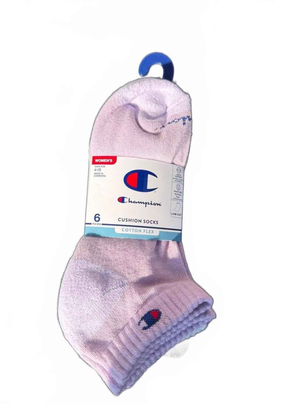 Champion Women's Cotton Flex Cushion Low Cut Socks 6-Pack